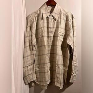 Ermenegildo Zegna Cream/ Blue With Green Stripes 100% Cotton Size Medium